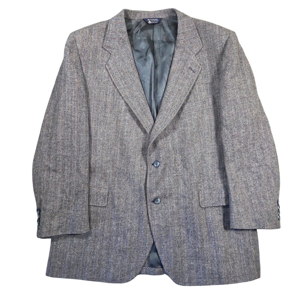 Vtg Kuppenheimer Mens Wool Herringbone Blazer Jacket Gray Blue Tan‎ 48 Career